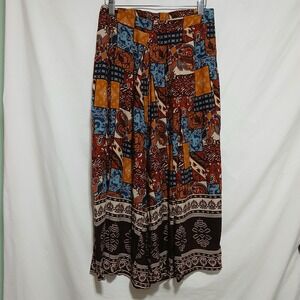 M-MEDIAINO Palazzo Pants Wide Leg Bohemian Print Casual‎ Trousers Size M